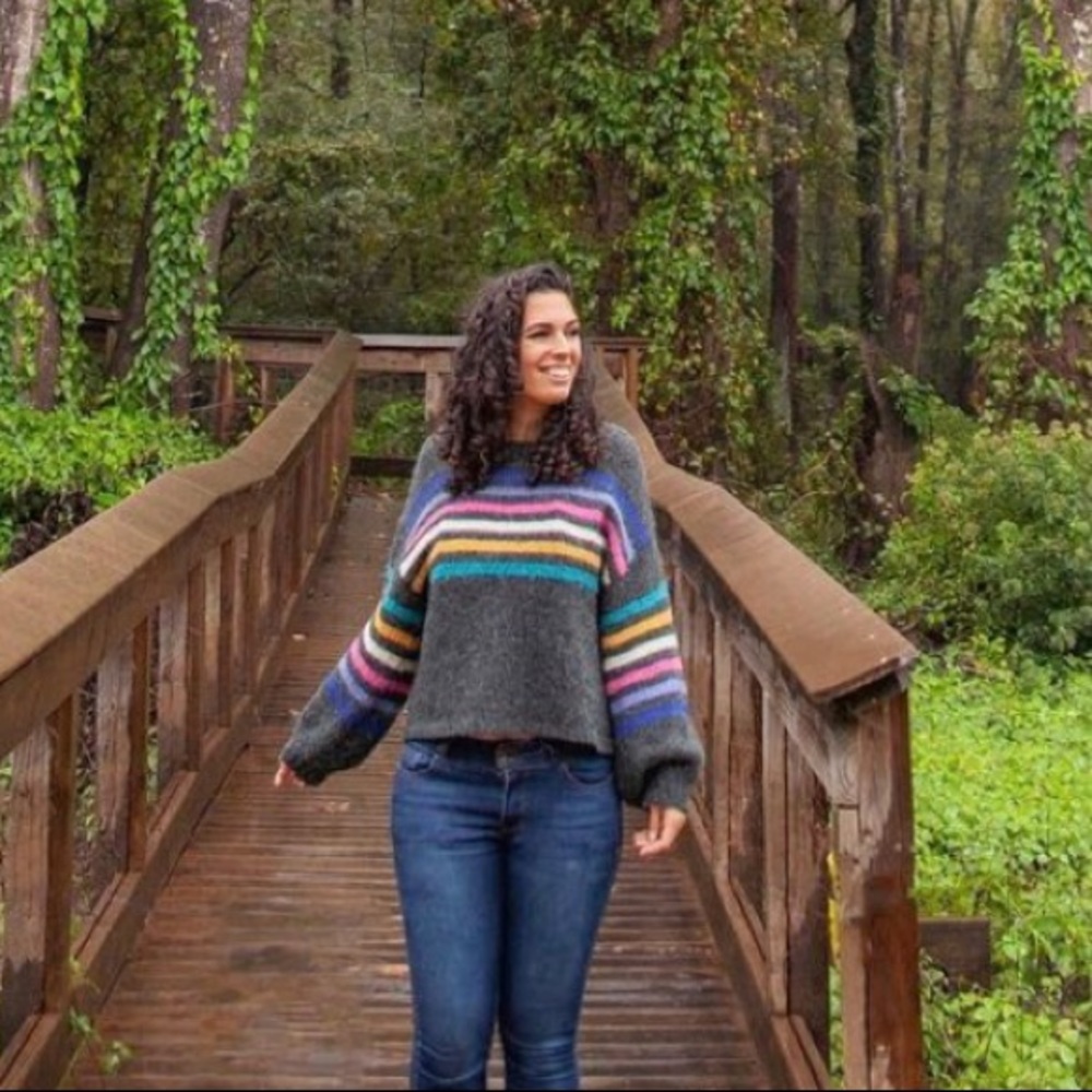 Gray striped sweater